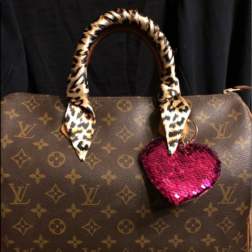 Purse scarf  twilly handle covers set 2 leopard